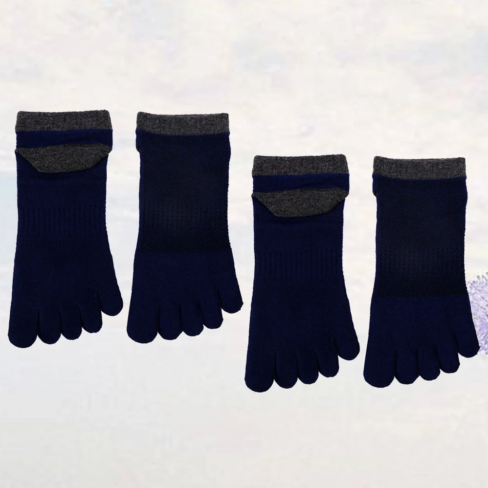 

2 пары спортивных носков с раздельным носком и пятью пальцами, темно-синие невидимые дышащие впитывающие пот эластичные хлопковые носки для мужчин и мальчиков