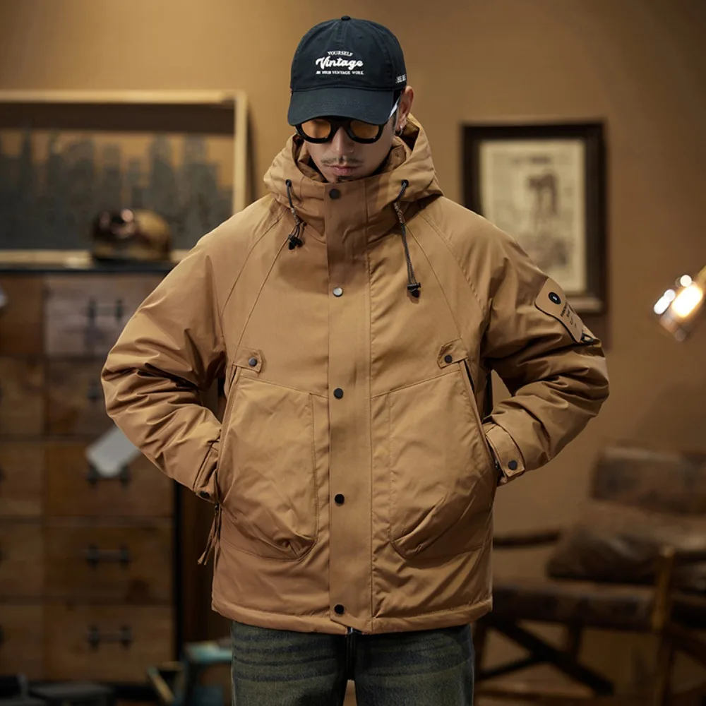 ملابس العمل الأمريكية الرجعية أسفل سترة الرجال الشتاء سميكة الدافئة فضفاضة سترة في الهواء الطلق #2