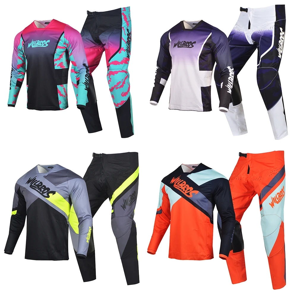 Willbros Motocross Jersey and Pants Combo Gear Set Dirt Bike MX Racing Offroad Enduro Moto Suit For Adult