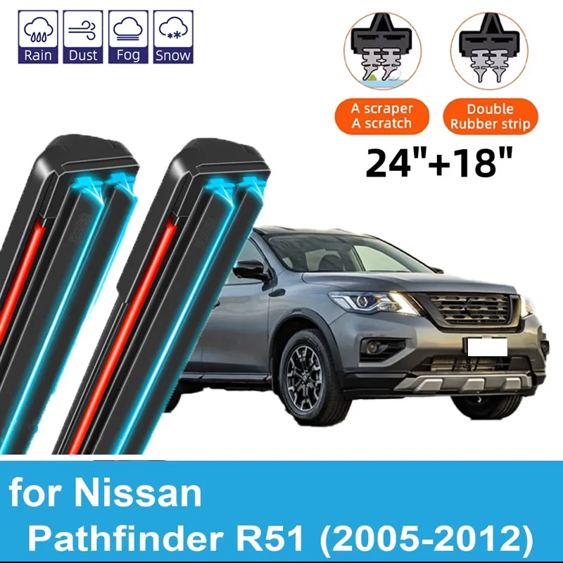 

2PCS Car Wiper Blades for 2005-2012 Nissan Pathfinder R51 Front Windscreen Windshield Double Rubber Car Accessories 2011 2012