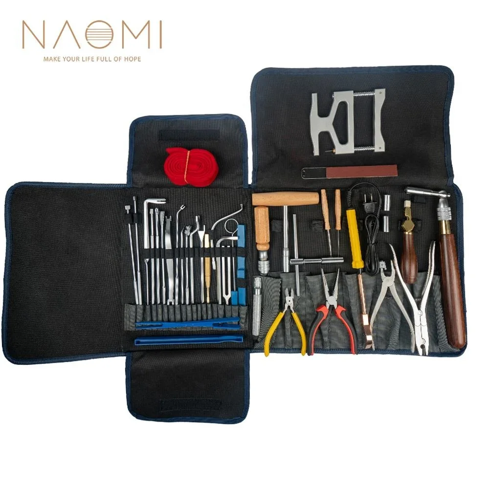 NAOMI Portable Professional Piano Tuning Kit Tuner Tools Set Piano Tuning Tool Wooden Handle Fixed Tuning Wrench With Bag Gifts