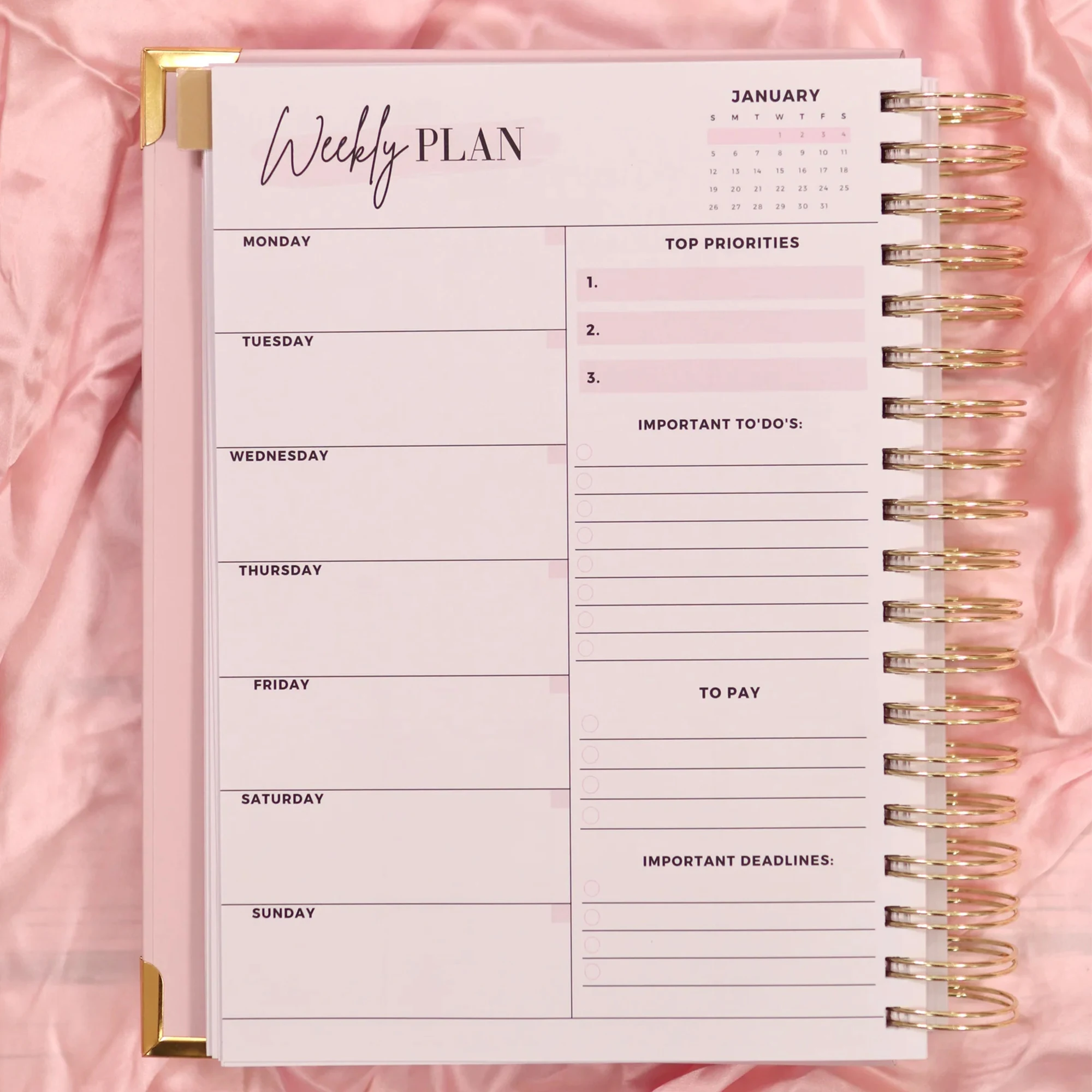 ByEvetteSantos Pink Textured Spiral 2025 Annual Planner Notepad Is A Great Gift For Friends And Loved Ones