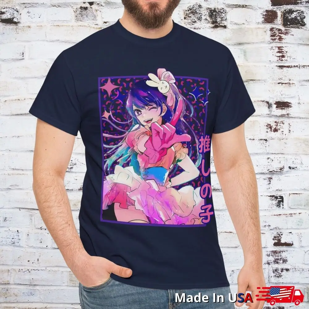 Kawaii Oshi No Ko Shirt, Ai Hoshino Waifu Girl, Anime Clothing Manga Japanese High Quality 100%Cotton Short Sleeve