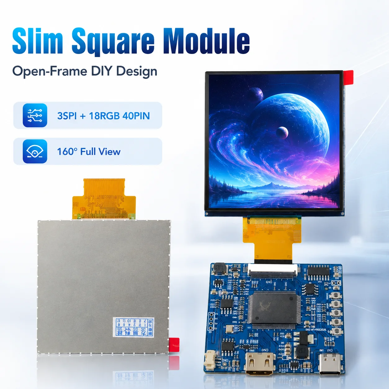 LESOWN 4 inch Square Kit Visual Driverless Setup 60Hz Display Matrix with Speaker and HDTV Board Kit