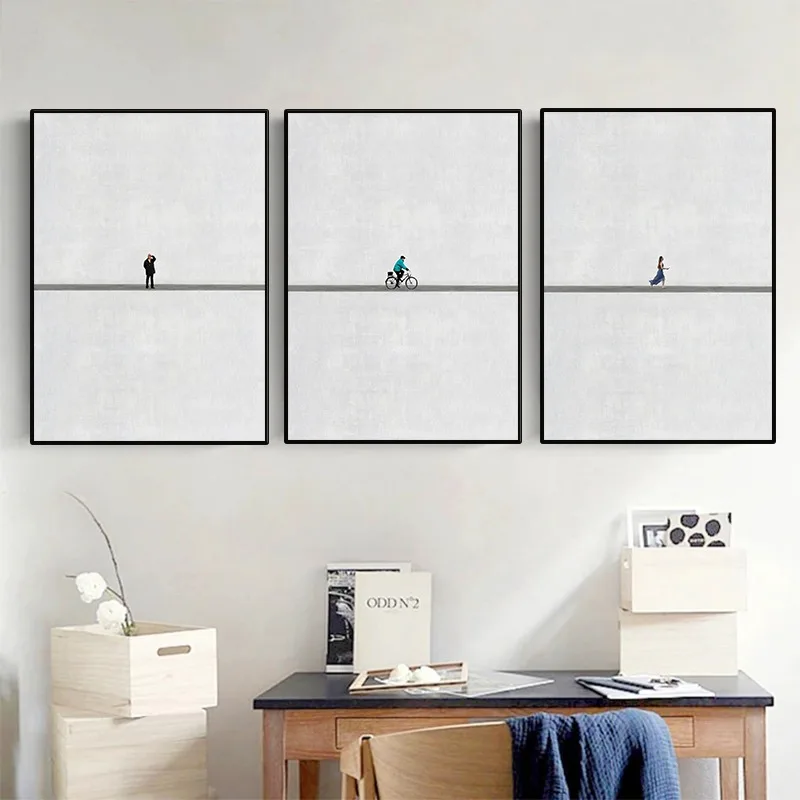Minimalist Contemporary Photography Human Poster Featuring Individual People Canvas Painting Gray Wall Art for Room Home Decor