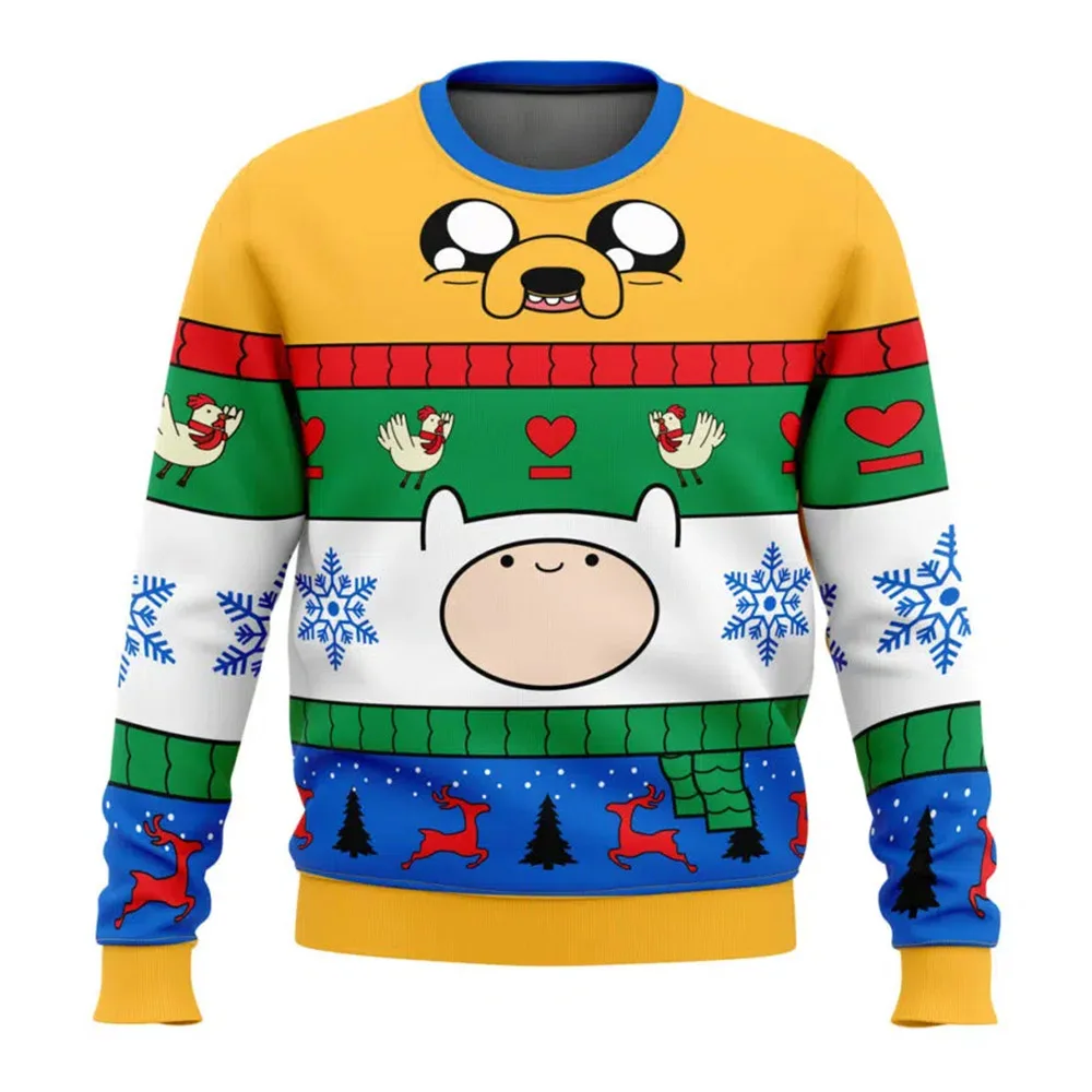 24-25 New Christmas Carnival Fashion Christmas Finn and Jake Adventure Time Anime Men's Hoodies Cartoon Women's Hoodies Sportswe