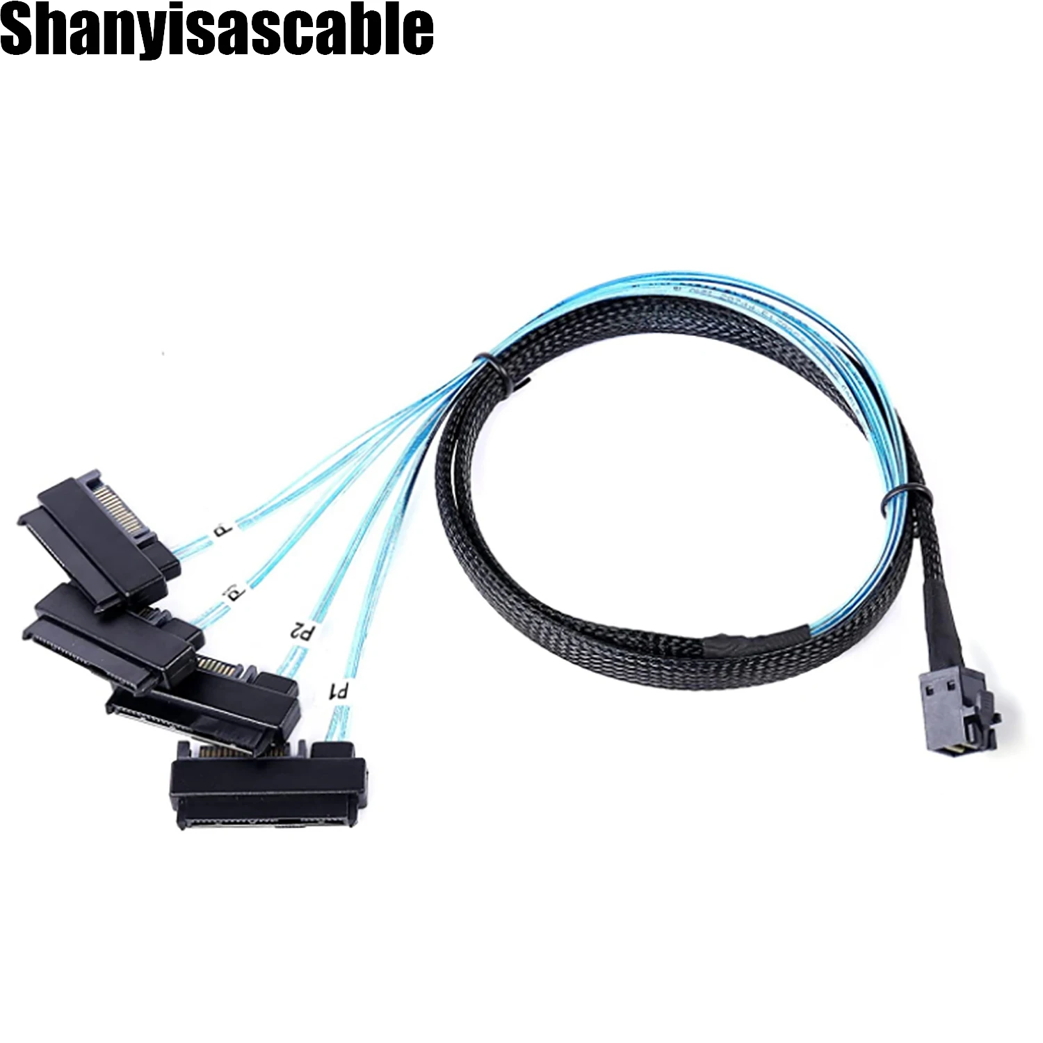 1.0M SFF-8643 Internal Mini SAS HD to (4) 29pin SFF-8482 connectors with SATA 15pin Power Port 2 in 1 Cable