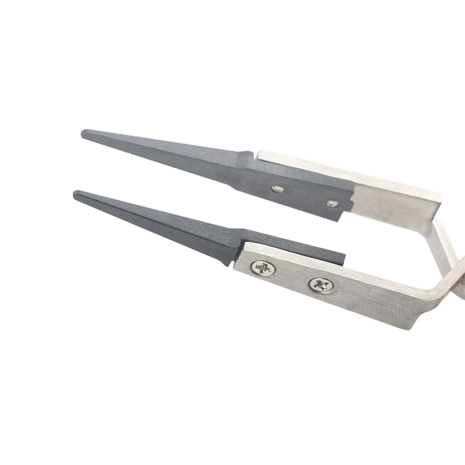 Precision Reverse Tweezers, Stainless Steel Handle Anti-Static Plastic Round Tip ESD Tweezers for Hobby Crafts Phone Repair Tool