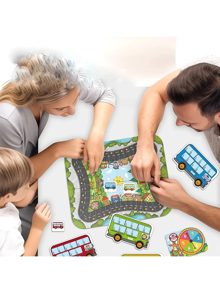Jeu de société pour enfants : Arrêt de Bus Animaux – Jeu éducatif précoce pour parents et enfants sur le transport et la cognition
