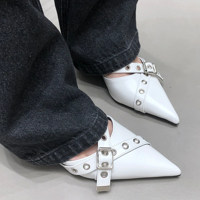 Kobiety czółenka eleganckie buty damskie szpiczaste szpilki 2024 nowe w modne pantofle letnie damskie sandały obuwie