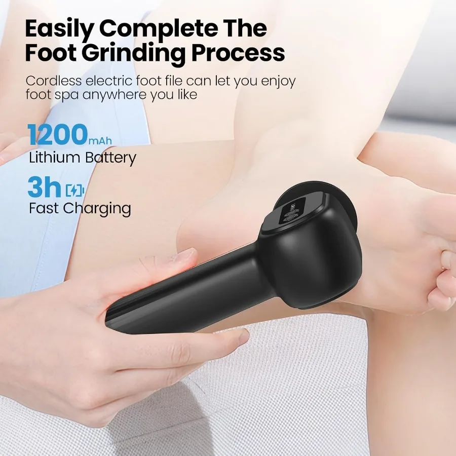Elektryczny pilnik do stóp 2 w 1, elektryczna szlifierka do stóp, akumulatorowy, bezprzewodowy skrobak do stóp do martwego naskórka, regulowany.