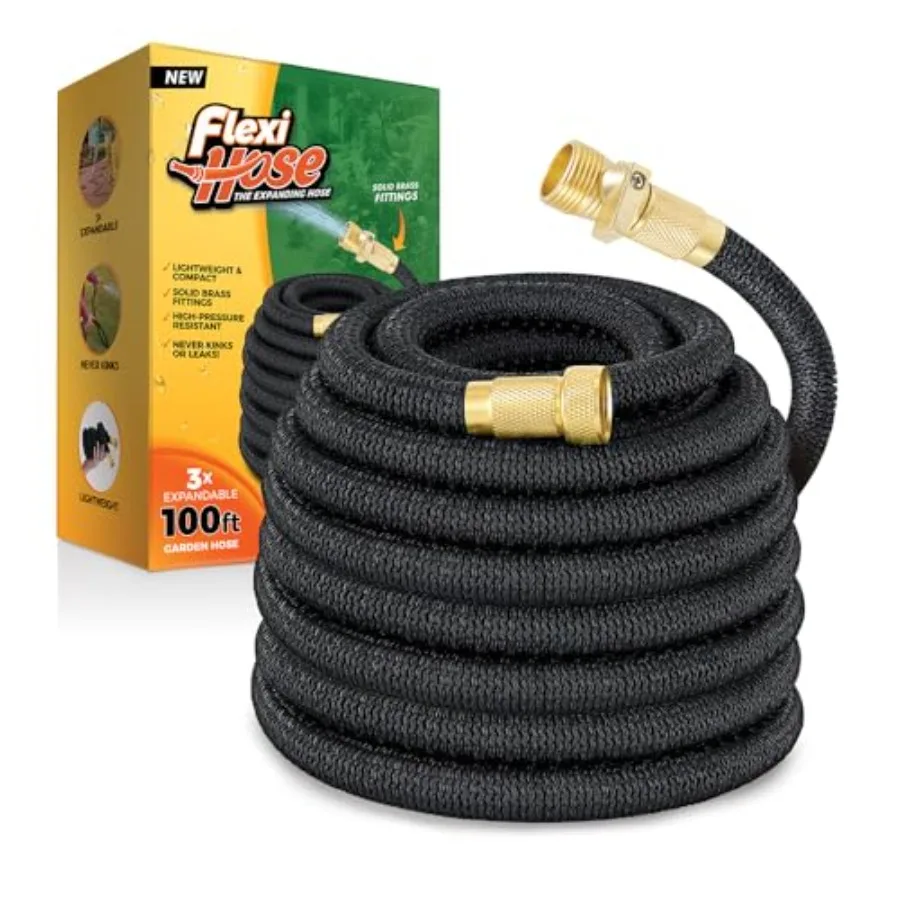 

Lightweight Expandable Garden Hose with No-Kink Flexibility 3/4 Inch Solid Brass Fittings Double Latex Core Ideal for Outdoor G