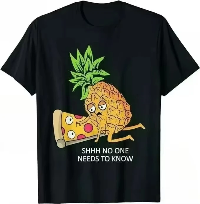 HOT SALE Pineapple Belongs To Pizza Lovers Fun Food Niche Summer Design Sense High Street High Quality Short Sleeve Men T-shirt