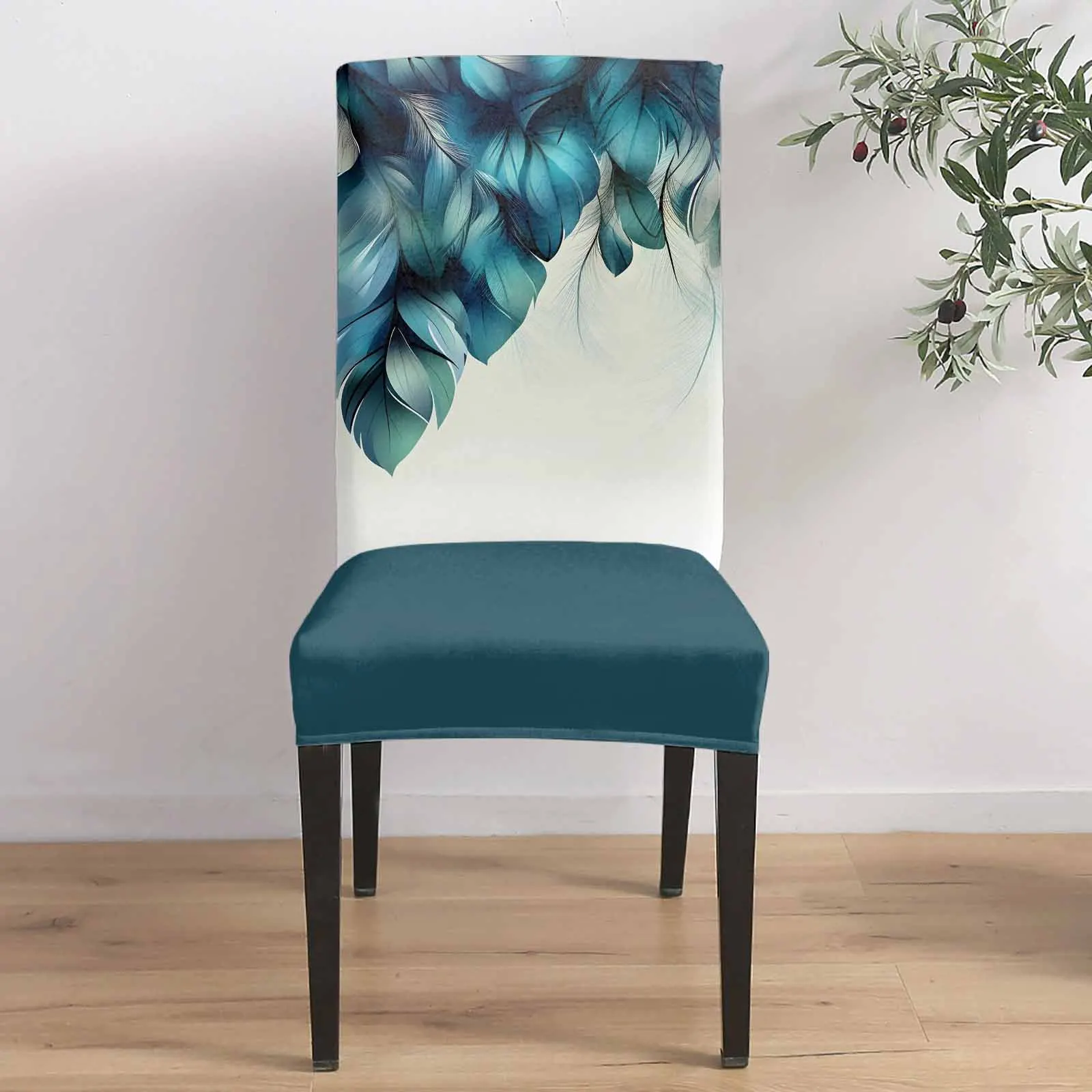 

Feather Abstract Art Stretch Chair Cover 4pcs Elastic Seat Protector Case Chair Slipcovers Home Decor