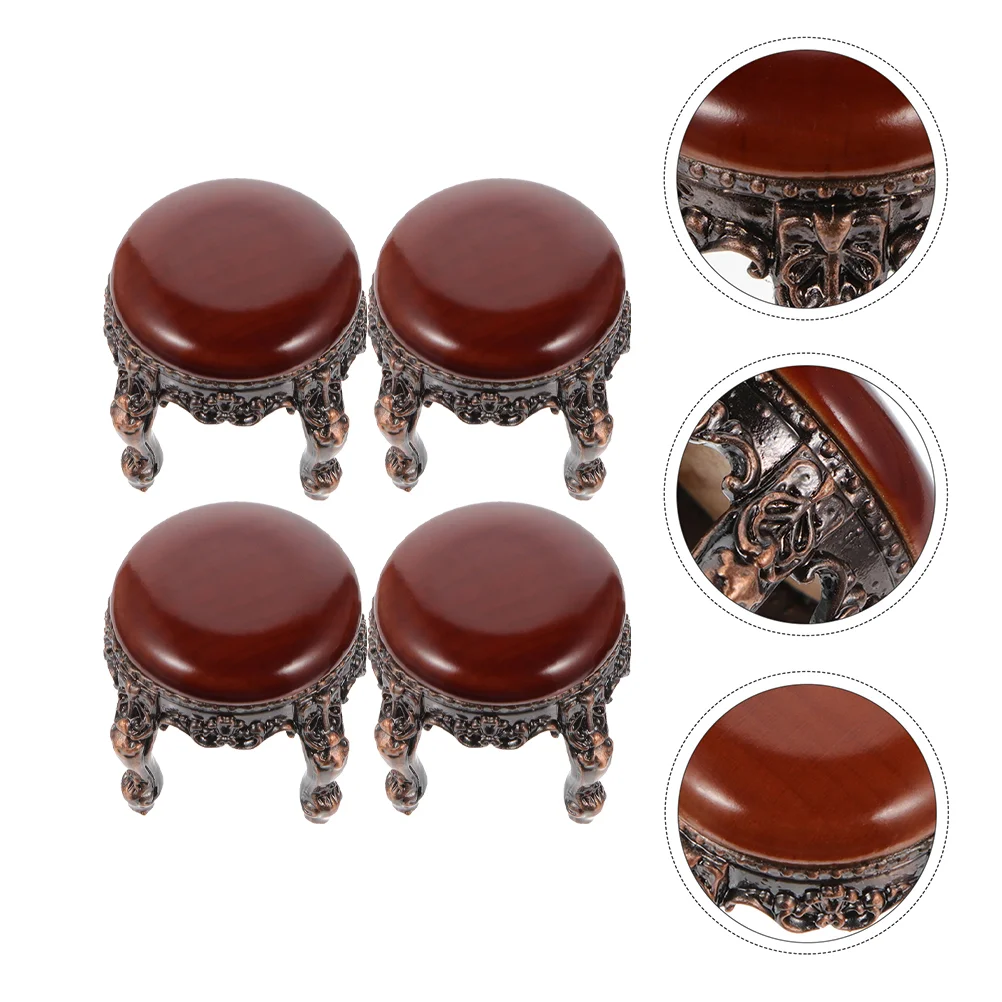 

4 PCS Dollhouse Stool Mini Wooden Furniture Decor DIY Handicraft Decoration Model Stools Table Adornment Crafts