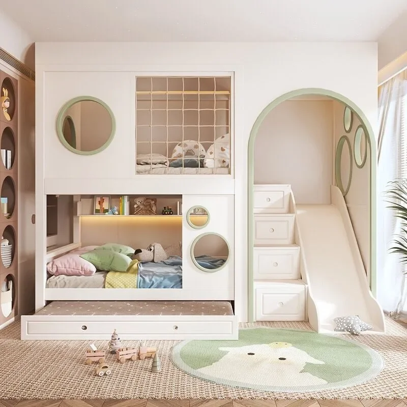 All solid wood children's bed All solid wood two-layer children's bed Upper and lower bunk beds High and low  Mother and child