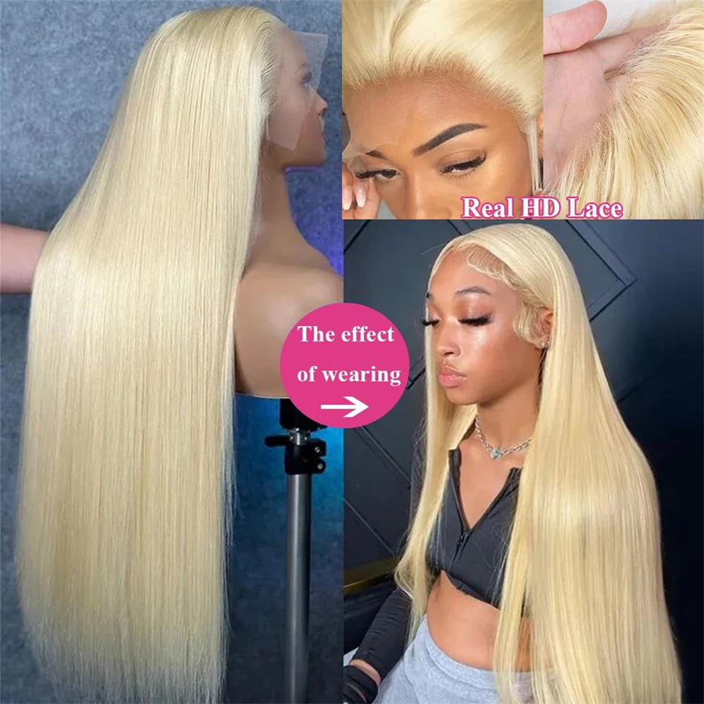 13x4 13x6 HD Transparent 613 Blonde Lace Frontal Human Hair Wigs 613 Color Wig Brazilian Bone Straight Lace Front Human Hair Wig