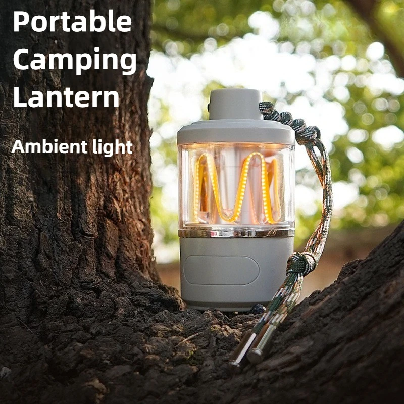 Rechargeable Portable Camping Lantern Three Colours Dimming Tent Ambient Light Bright Flashlight Waterproof Emergency Work Lamp