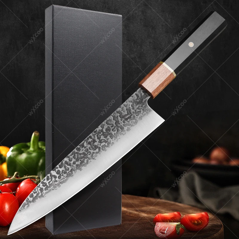 

WXCOO Stainless Steel Japanese Chef Knife Cutting Meat Forged Meat Cleaver Kitchen Knife Sharp Vegetable Slicing Knife with Box