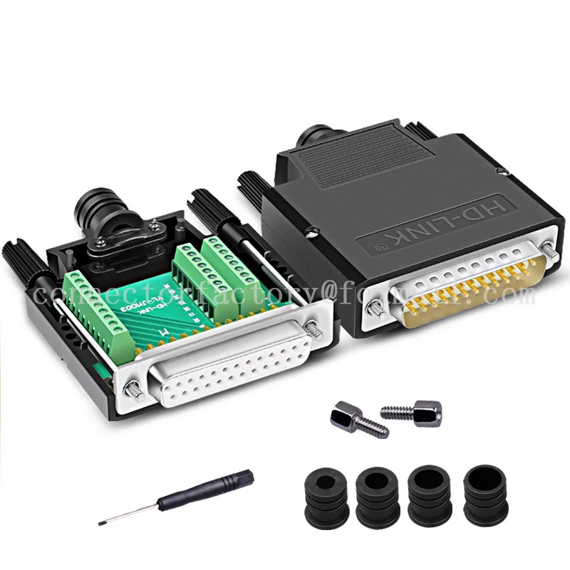 D-SUB DB25 Solderless Male And Female 25 PIN Solderless Connector 25 Pin Parallel Port Serial Port Plug Terminal Adapter Board