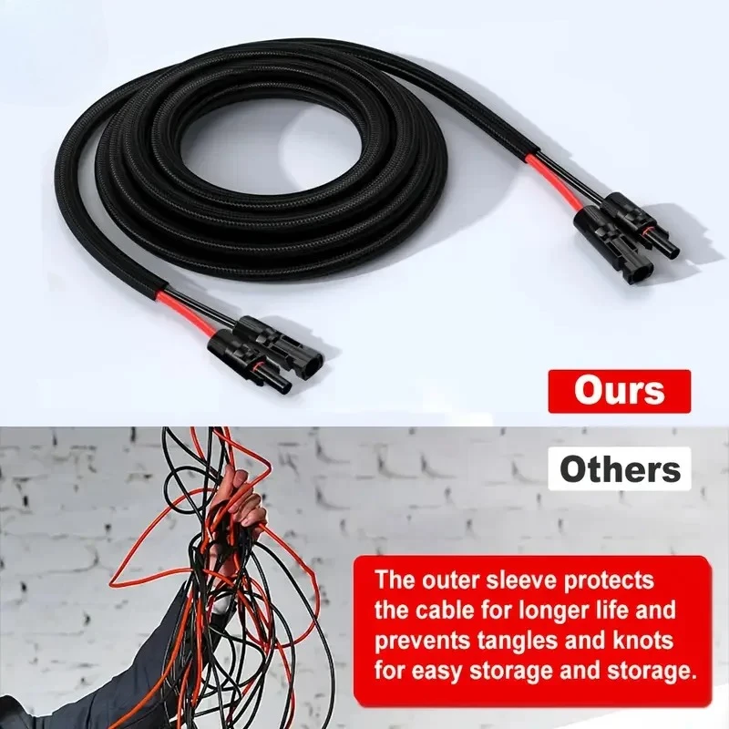 

Heavy-Duty 12AWG Extension Cable, Flame Retardant with Protective Sleeving, Male & Female MC-4 Connectors