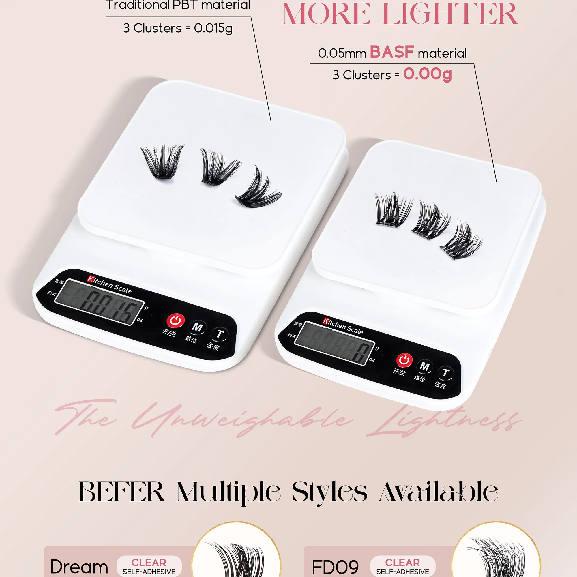 Befer Selbstklebende Wimpernbüschel, transparent, vorgeklebt, 150 Stück, Manga-Natürliches Make-up, flauschige falsche Wimpern, Lieferant – Detail 4