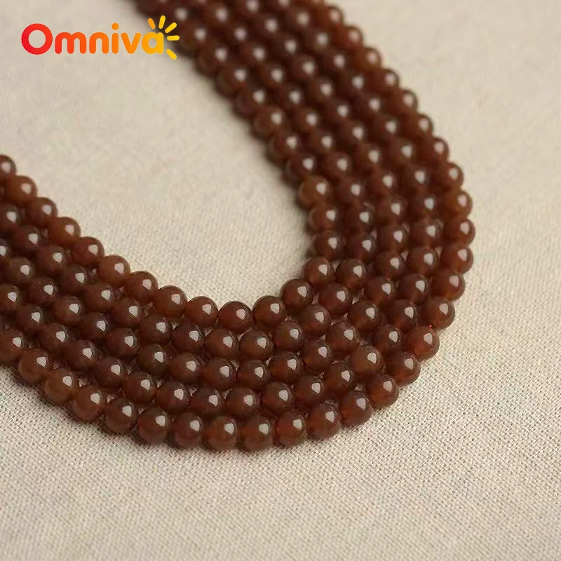 Caramel-colored agate Natural Stone Smooth Beads For Jewelry Making DIY headwear keychain Accessories 15 '' Wholesale 4/6/8/10MM