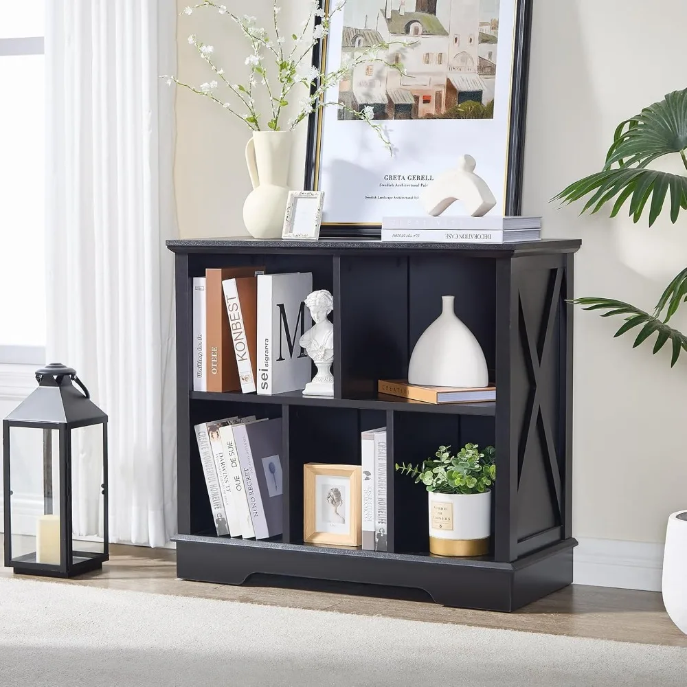 

Exclusive 5 Cube Bookshelf, Black Storage Organizer Bookcase, Kids Toy Storage Cabinet, Small Bookshelves Storage Organizer Shel