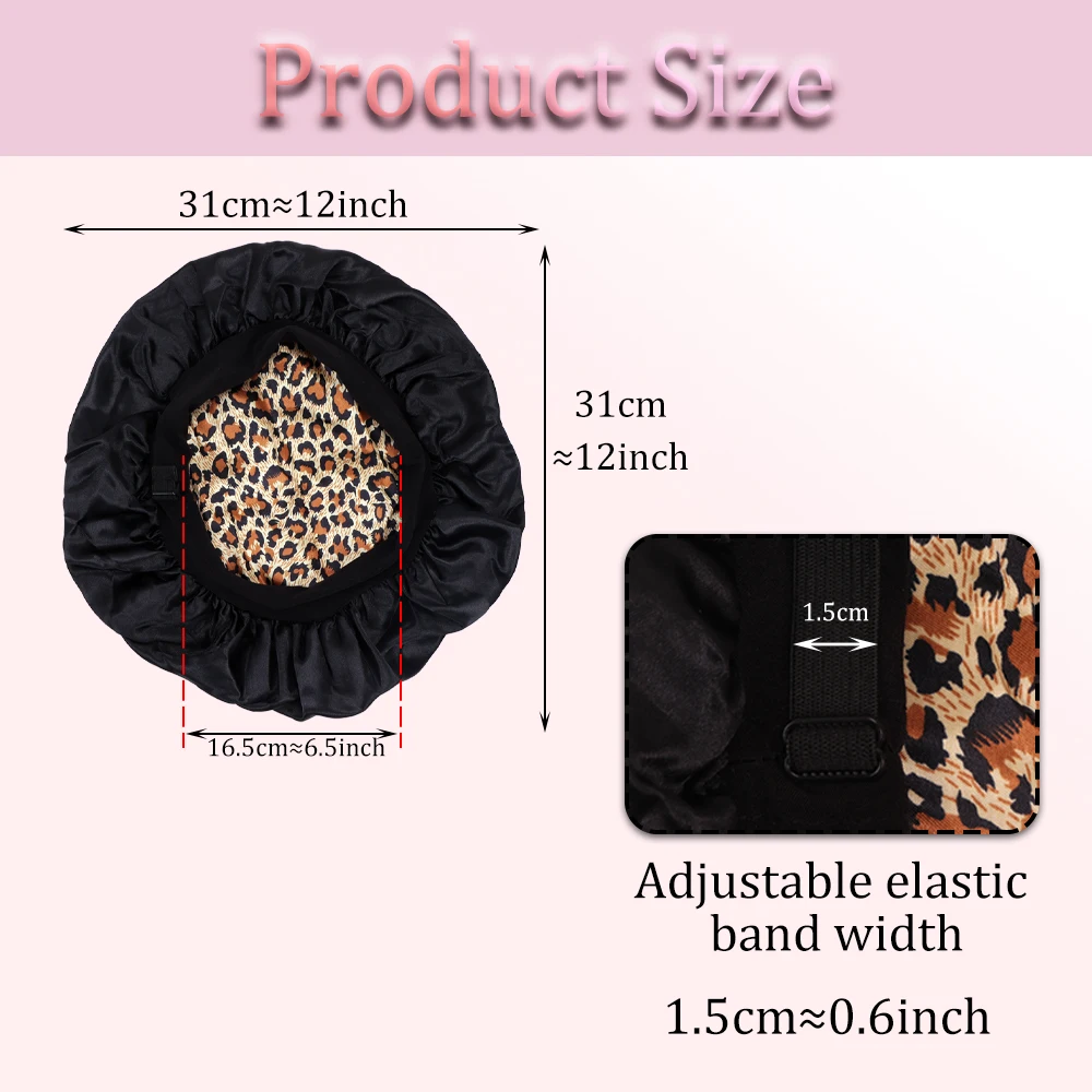 1 قطعة طبقات مزدوجة الساتان بونيه عكسها الحرير بونيه للنساء قابل للتعديل الساتان بونيه للشعر المجعد النوم غطاء العناية بالشعر