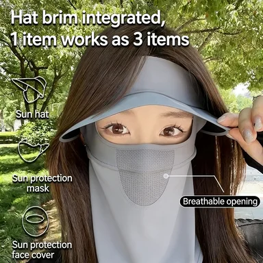 

2026 New Ice Silk Sunscreen Mask Face Mask Anti UV Riding Breathable Sunshade Large brimmed Face Mask Gini Mask Face Mask