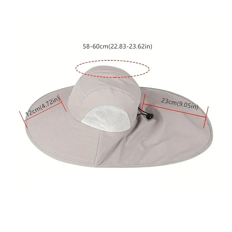 Outdoor Waterproof Fisherman Hat Wide Brim Bucket Hat with Neck Cover Men Summer Breathable Mesh Sun Protection Visor AntiUV Cap