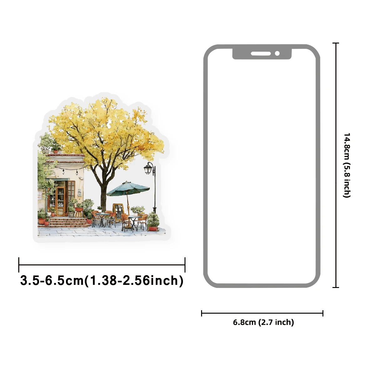 Etori Life Golden Copper Alley Autumn Cottage Vintage Scenery Pattern Decorative Stickers for Laptops, Phone Cases, Suitcases, Handmade Scrapbooks, DIY Stickers, Photo Albums, Children's Stickers, Student Stationery Stickers