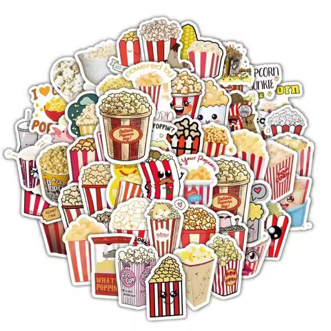 60pcs Cartoon Popcorn Funny Expression Stickers Graffiti Notebook Phone Laptop Bottle Stationery Stickers Decoration Material