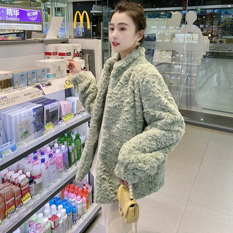 Fur Coat for Young Women 2023 New Autumn and Winter Imitation Rex Rabbit Hair Thickened and Warm Plush Lamb Hair Coat