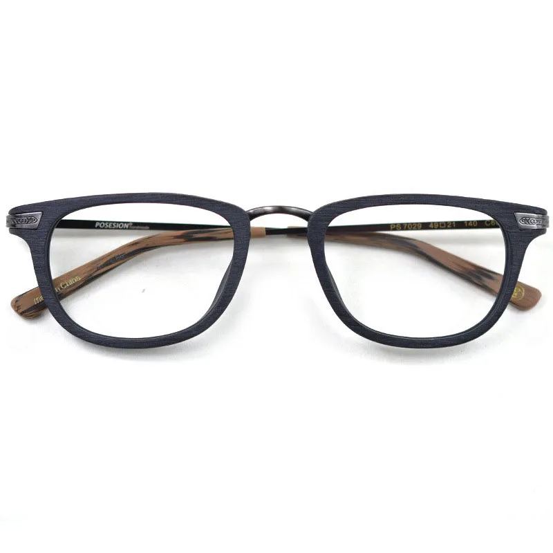 

2023 Japan Style Small Square Wood Grain Acetate Eyewear Alloy Leg Reading Prescription Glasses For Men Optical Eyeglass Frames