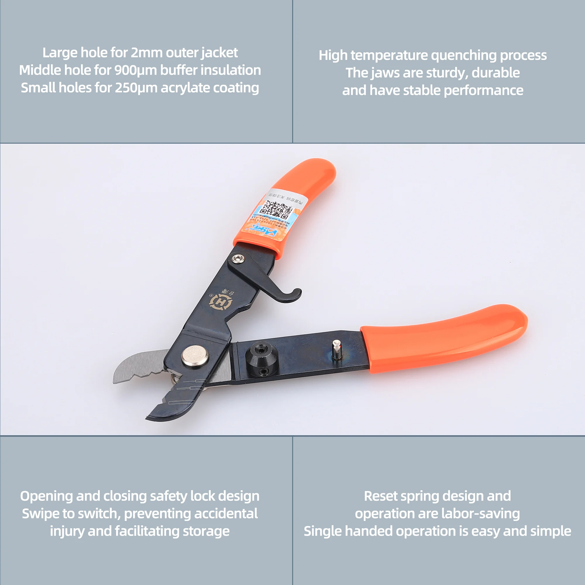 FTTH Fiber Optic Cable Stripper HT-223H Stripper Cutting Tool Three Hole Wire stripper