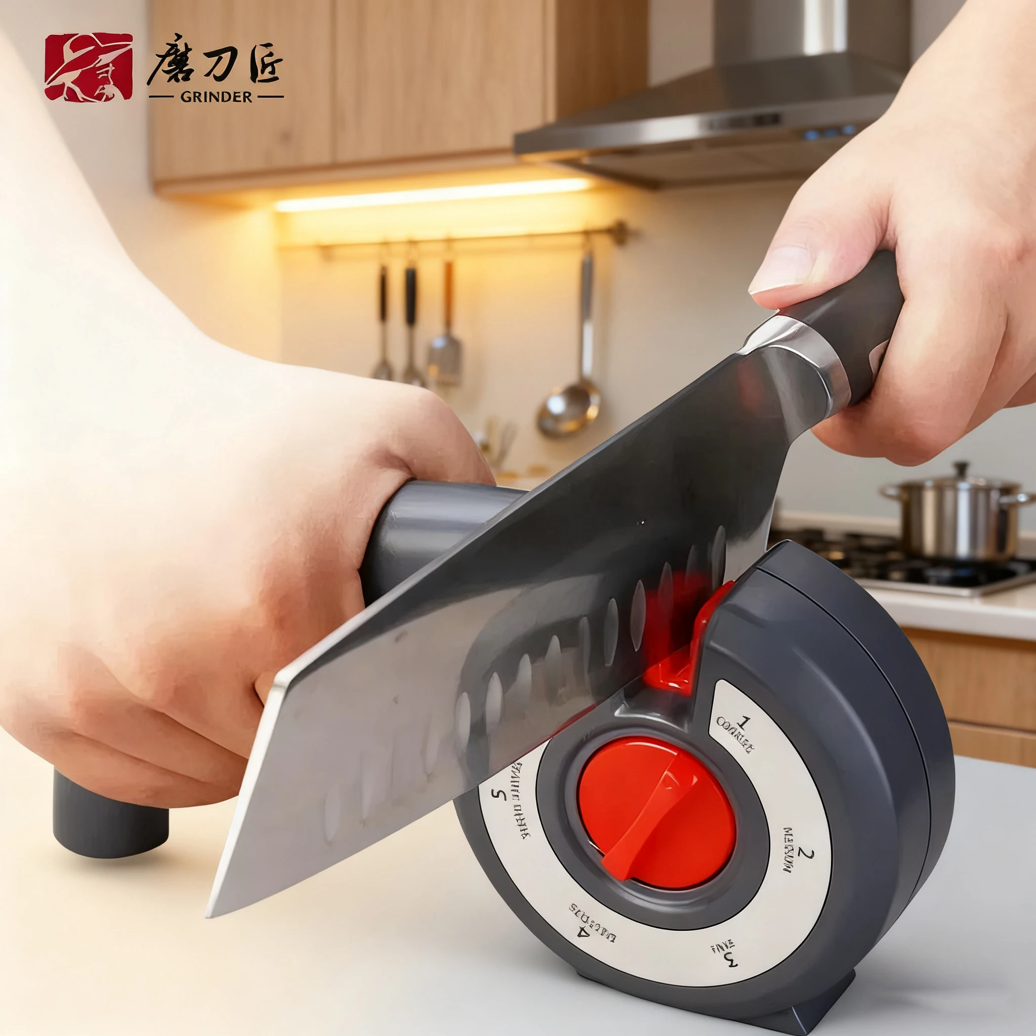 Multi-Sharpener 6-in-1 Rotary Tool, Sharpens Knives & Scissors, Features Adjustable Angle and Anti-Skid Base, Kitchen Must-Have