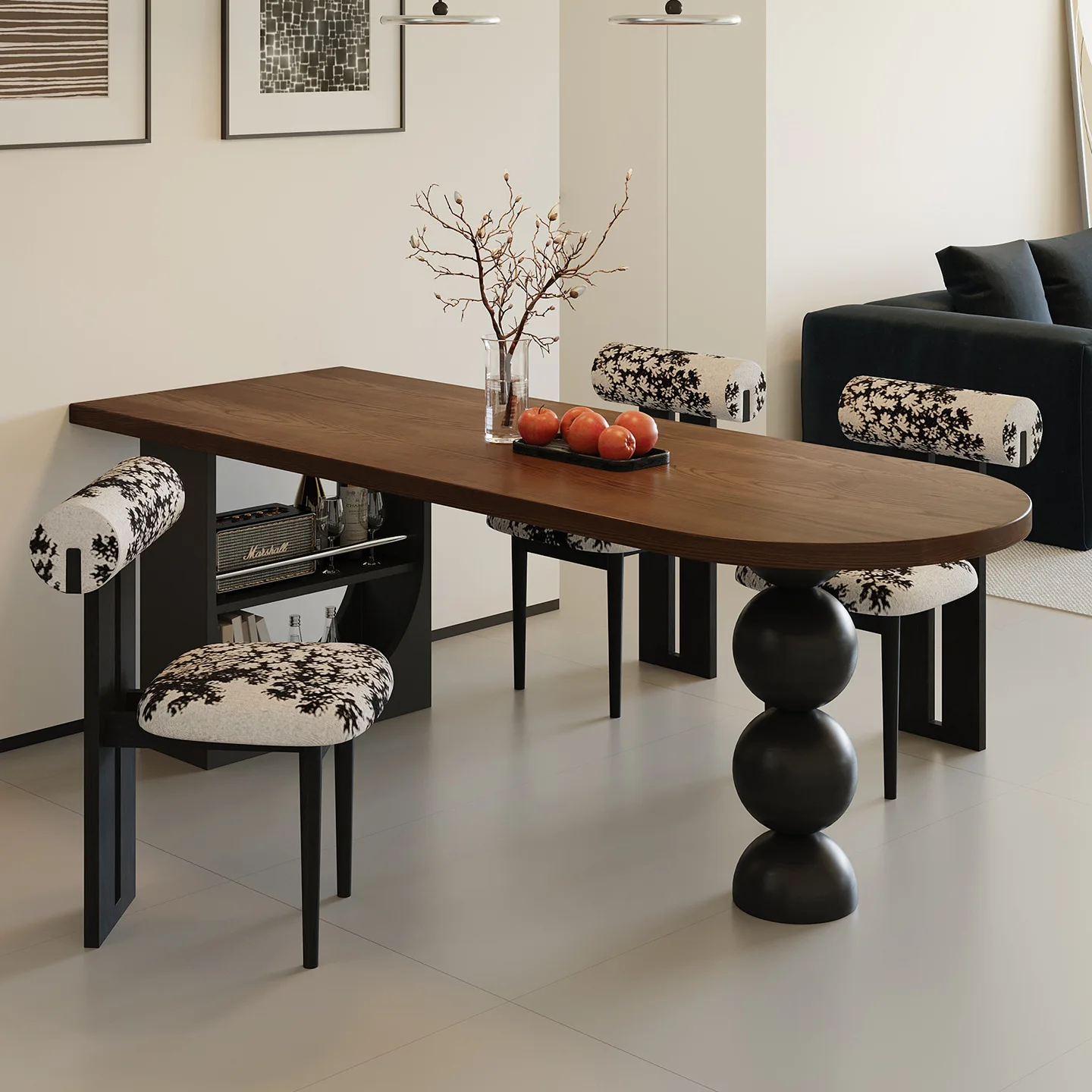 French retro solid wood dining table household walnut medium and antique logs