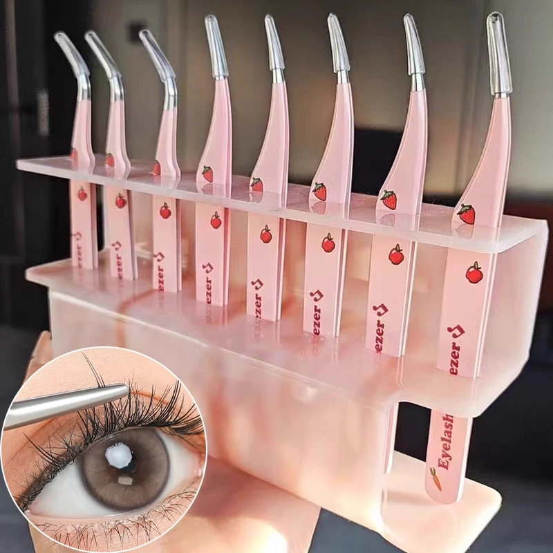 7 Stijlen Professionele Wimper Pincet Roestvrij Staal Gebogen 3d Wimpers Extensie Make-Up Tools Anti-Statische Valse Wimpers Pincet