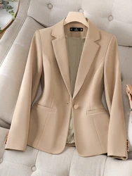 Fashion Office Ladies Blazer Women Formal Jacket Long Sleeve Khaki Apricot Black Female Business Work Wear Slim Coat For Autumn