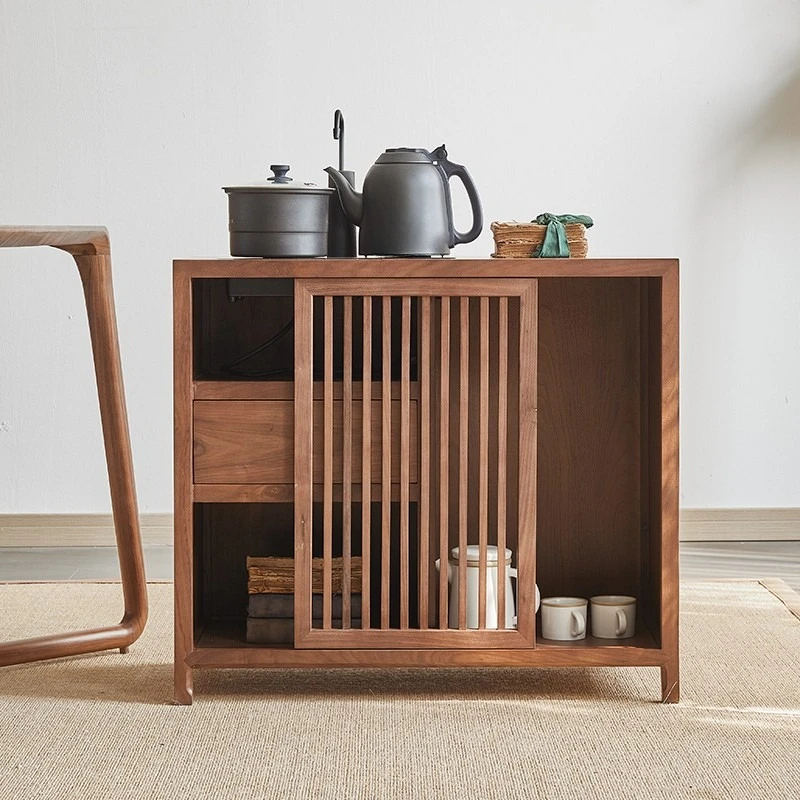 Customizable Furniture New Chinese-style Solid Wood Tea Cabinet Simple Black Walnut Tea Table