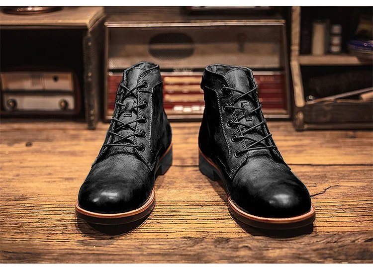 Retro Rundzehen-Stiefeletten Herbst Winter Punk Street Style Motorradstiefel Cowboy Luxus Punk Street Style Herren Motorradschuhe – Detail 12