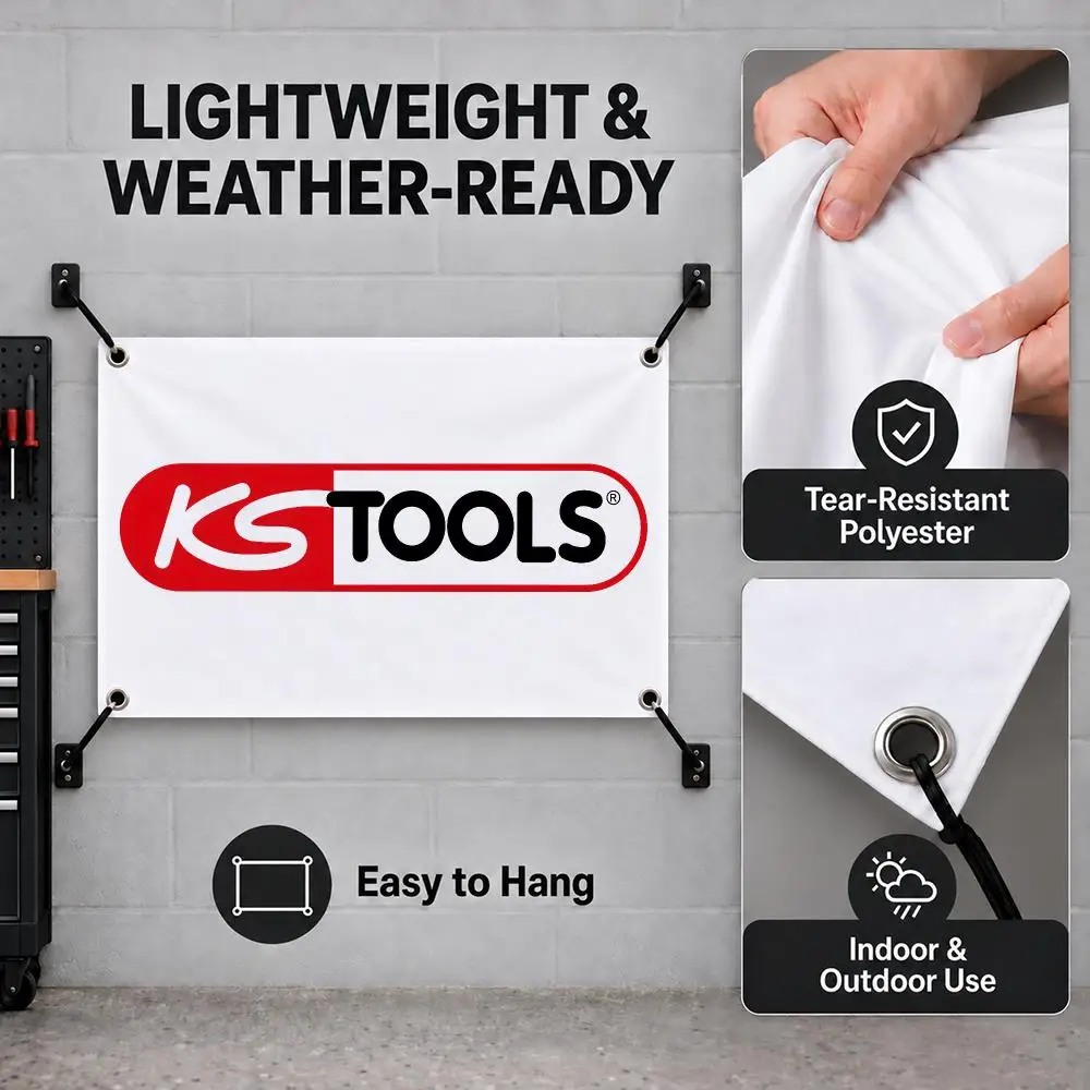 K-KS Tools Auto Repair LOGO Flags Interior Wall Hanging Background Art Banner Bedroom Home Living Room Outdoor Party Decor