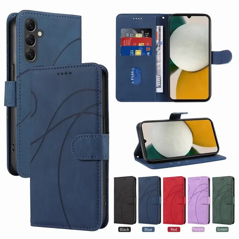 

Non-Slip Case for Samsung Galaxy A16 A06 A05 A15 Plain Leather Wallet Flip Stand Card Phone Cover for Samsung Galaxy A05s