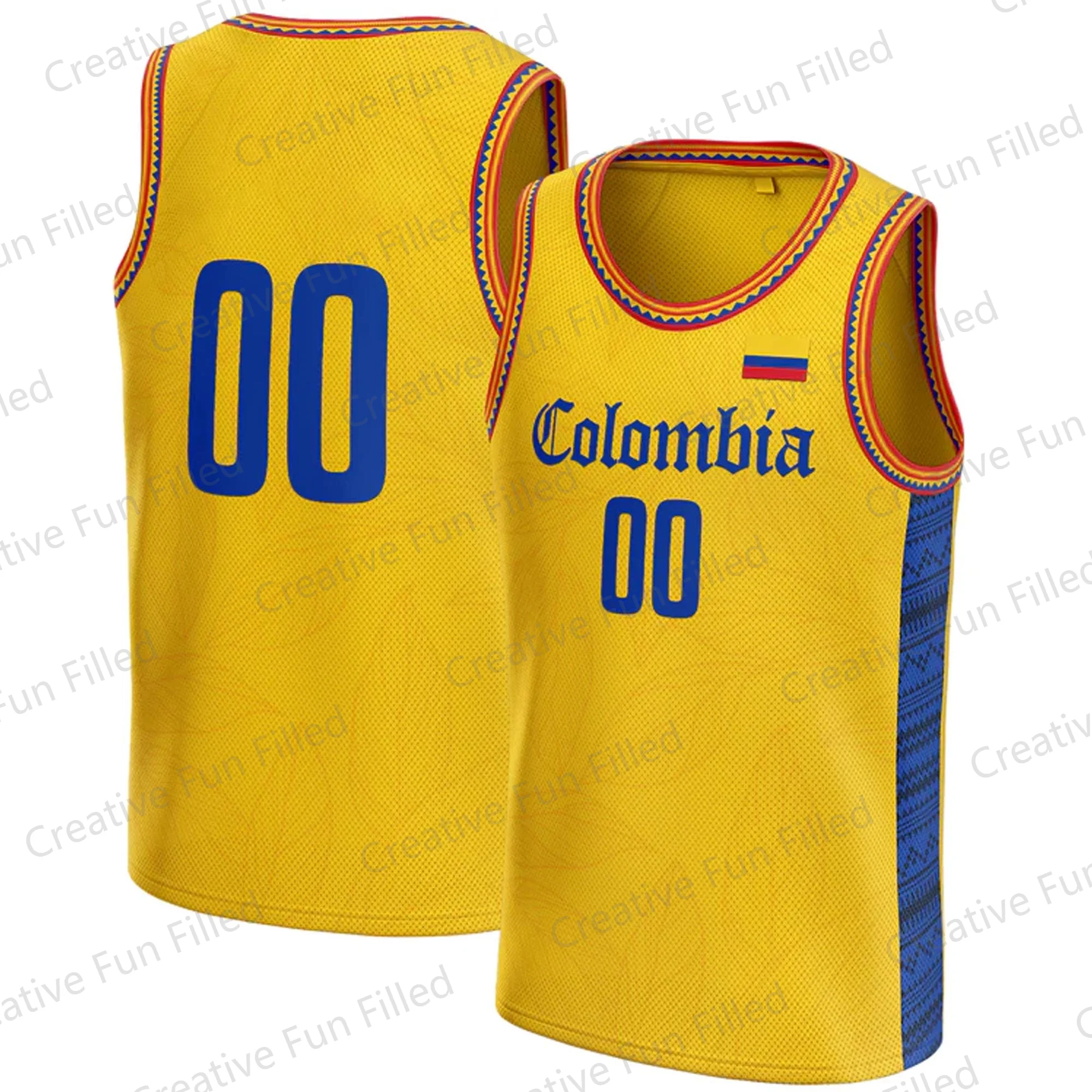 2024 New Arriavl Colombia Basketball Edition Vest Fans Kit Special Vacation Jersey Basketball Beach Short For Adult/Kid Vest