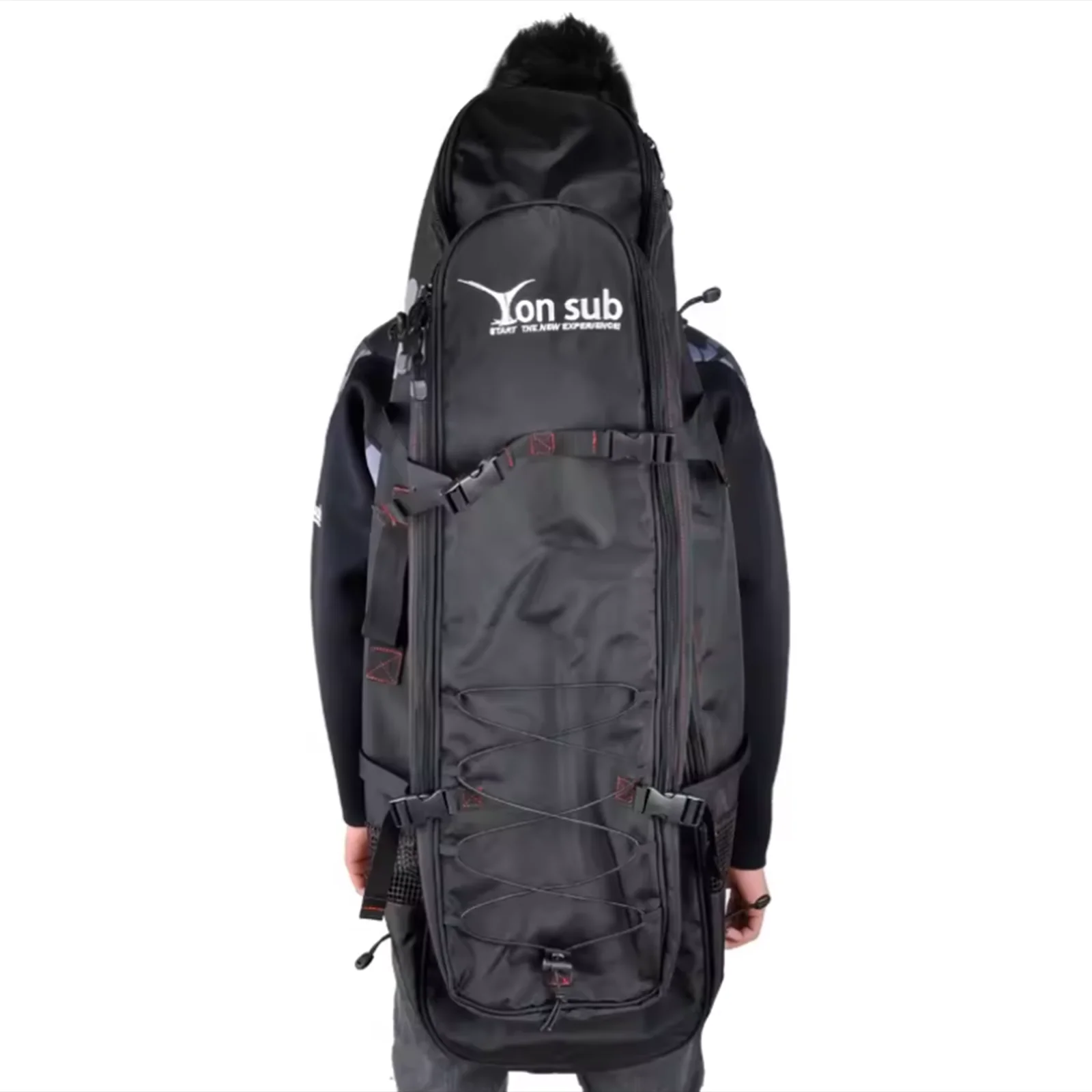 Long Fins Bag Flippers Bag with Zippers Nylon Outdoor Activities Wear Resistant Water Sports Adjustable Diving Fins Backpack