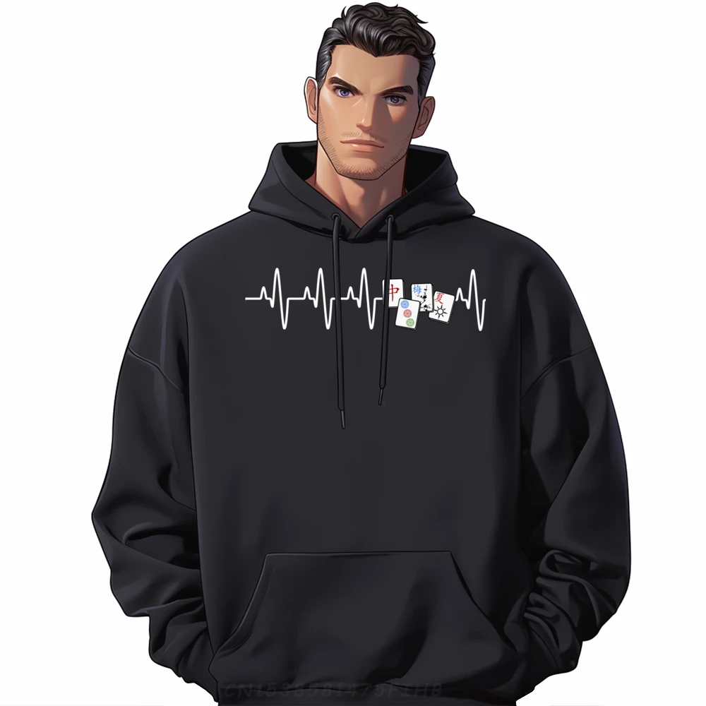 

Heartbeat Mah jong EKG Pulse Line Mah Jongg Plain Sweatshirts Wholesale ECO-FRIENDLY Oversized Hoodies