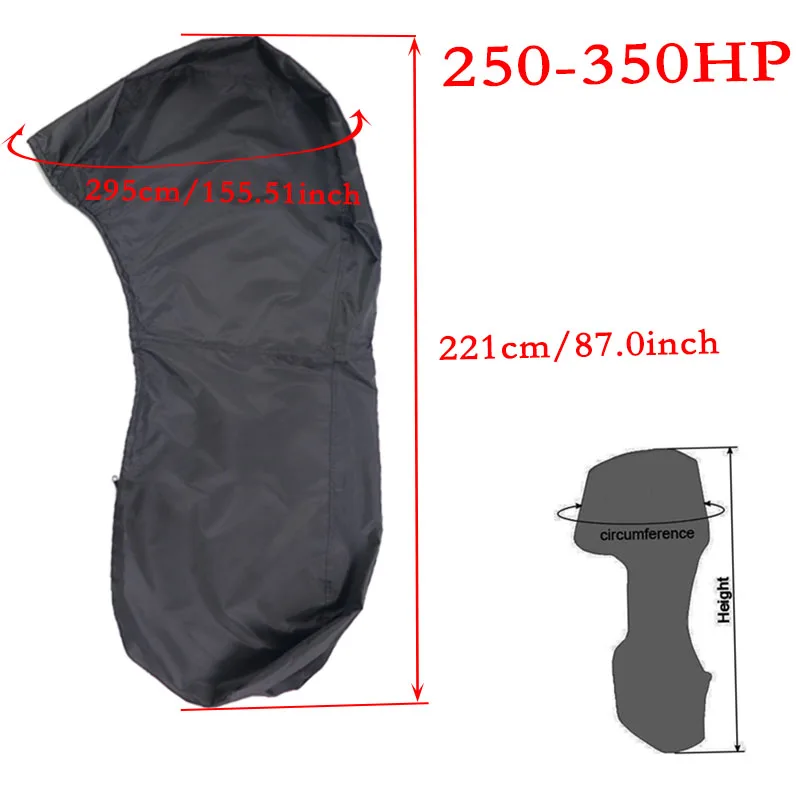 

420D 250-350HP Yacht Full Outboard Motor Engine Boat Cover Anti UV Dustproof Cover Marine Engine Protection Waterproof Black