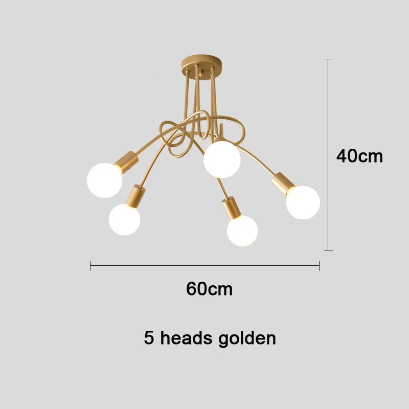 Modern Retro Wrought Iron Room Ceiling Lamp Northern Europe Simple Creative  Bent Study Bedroom Living Children Light Fixtures