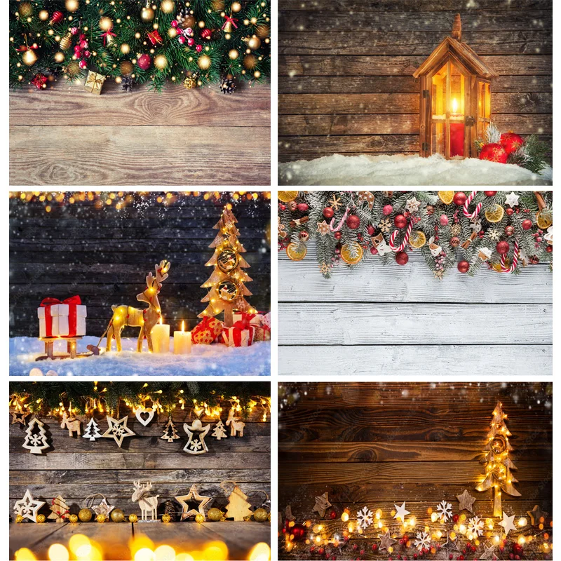 Christmas Wooden Planks Theme Photography Background Snowman Children Portrait Backdrops For Photo Studio Props 211220 SDMB-03